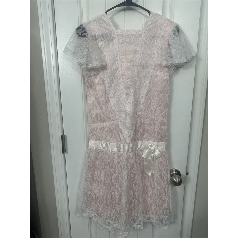 Gunne Sax Jessica McClintock 1980s Vintage Drop Waist Lace Dress Dollette